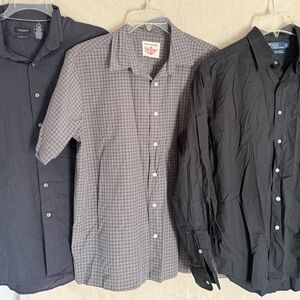Men's Black, Gray, +Checkered Shirts Size L VanHeusen, Dockers,+Polo Bundle of 3